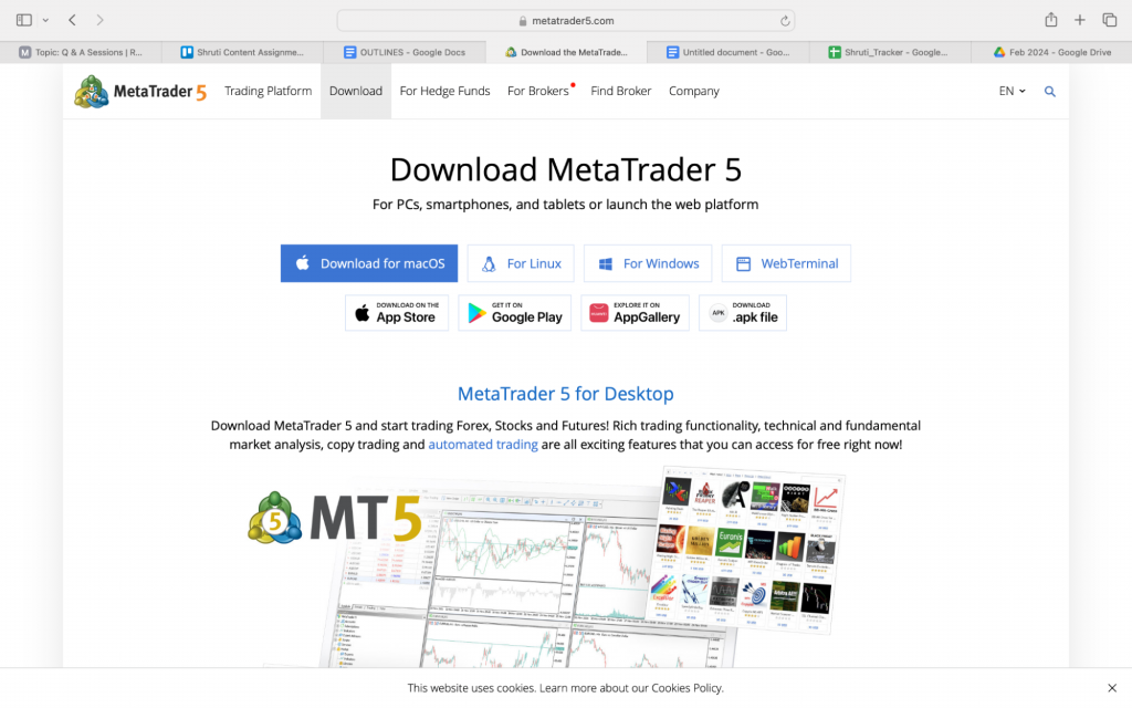 download page of MetaTrader 5