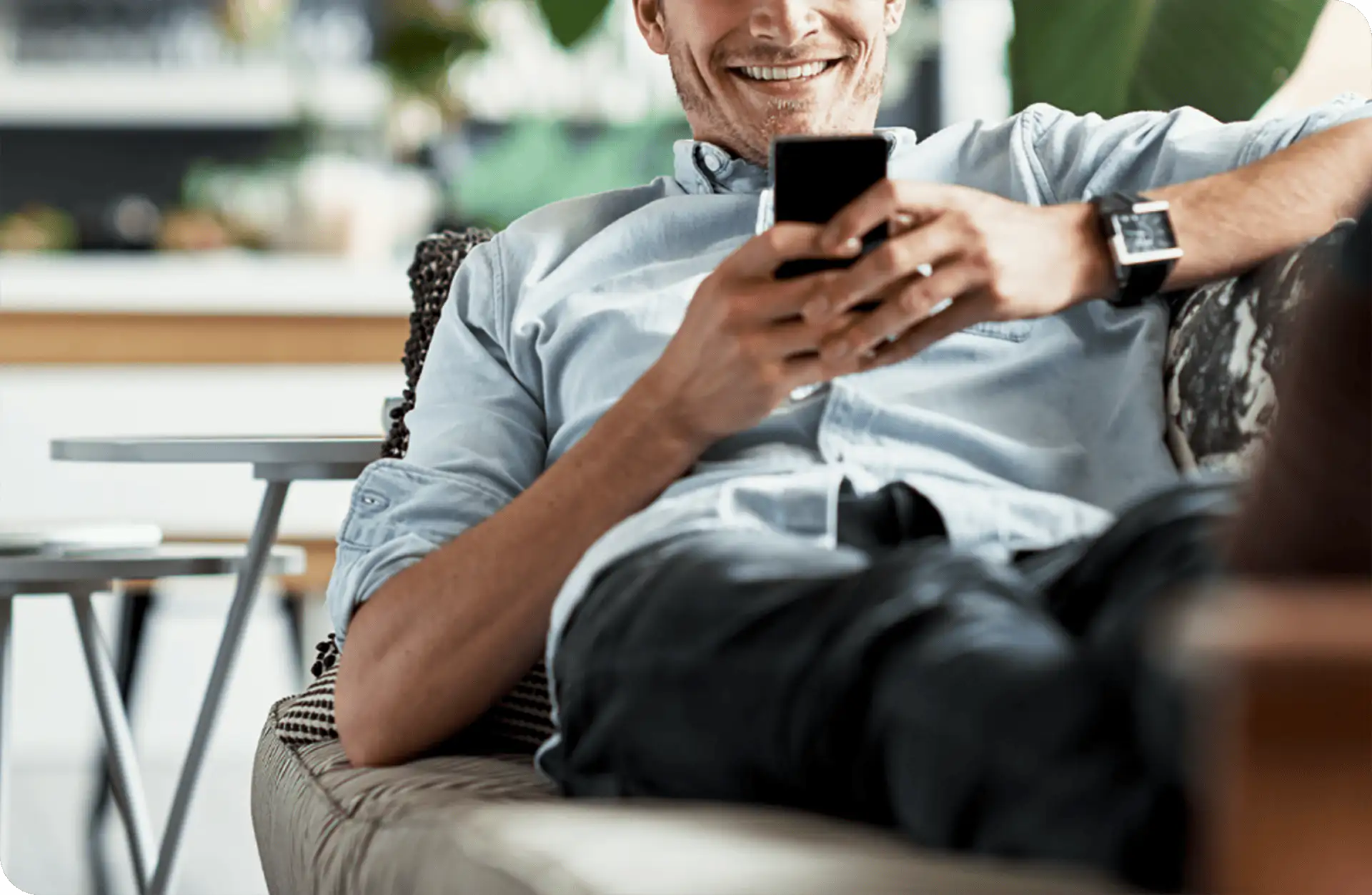 Man With Mobile Phone Smiling